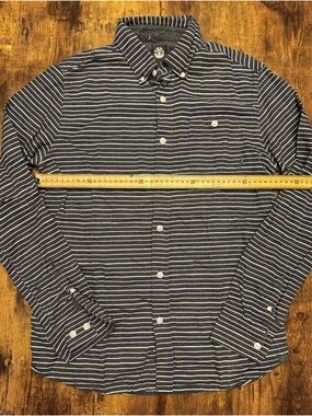 Element Button Down Shirt Mens Small Grey White Striped Excellent Long Sleeve
